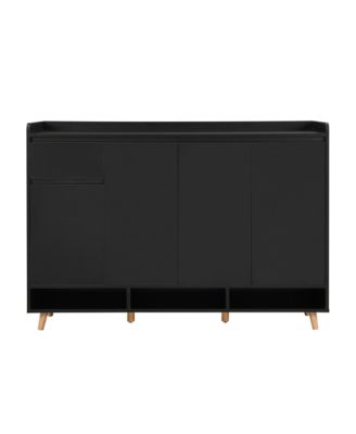 Modern Shoe Cabinet - Minimalist Home Organizer with Adjustable Shelves, Multiple Cabinets and Open Compartments for Entryway, Living Room