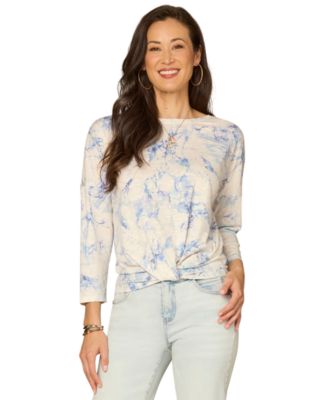Petite Boat Neck Floral Embroidered Top