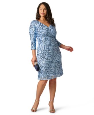 Plus Size Beaded V-Neck Short Dress