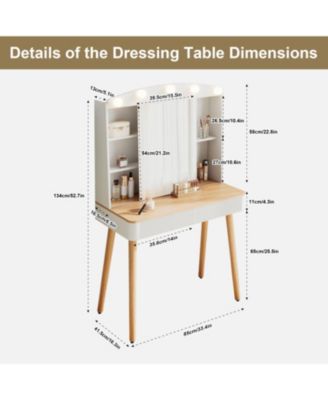 Vanity Desk with Lighted Mirror, Storage & Drawers
