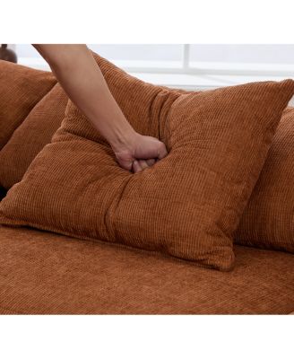 Chenille 5-Seat L-Shaped Modular Sectional Sofa with Ottoman