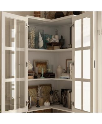 5-Shelf Wood Corner Standard Bookcase with Adjustable Shelves