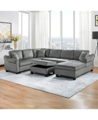 U-Shaped Sectional Sofa with Ottoman