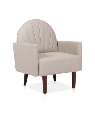 Shell armchair with PU leather and wooden legs
