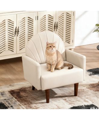 Shell armchair with PU leather and wooden legs