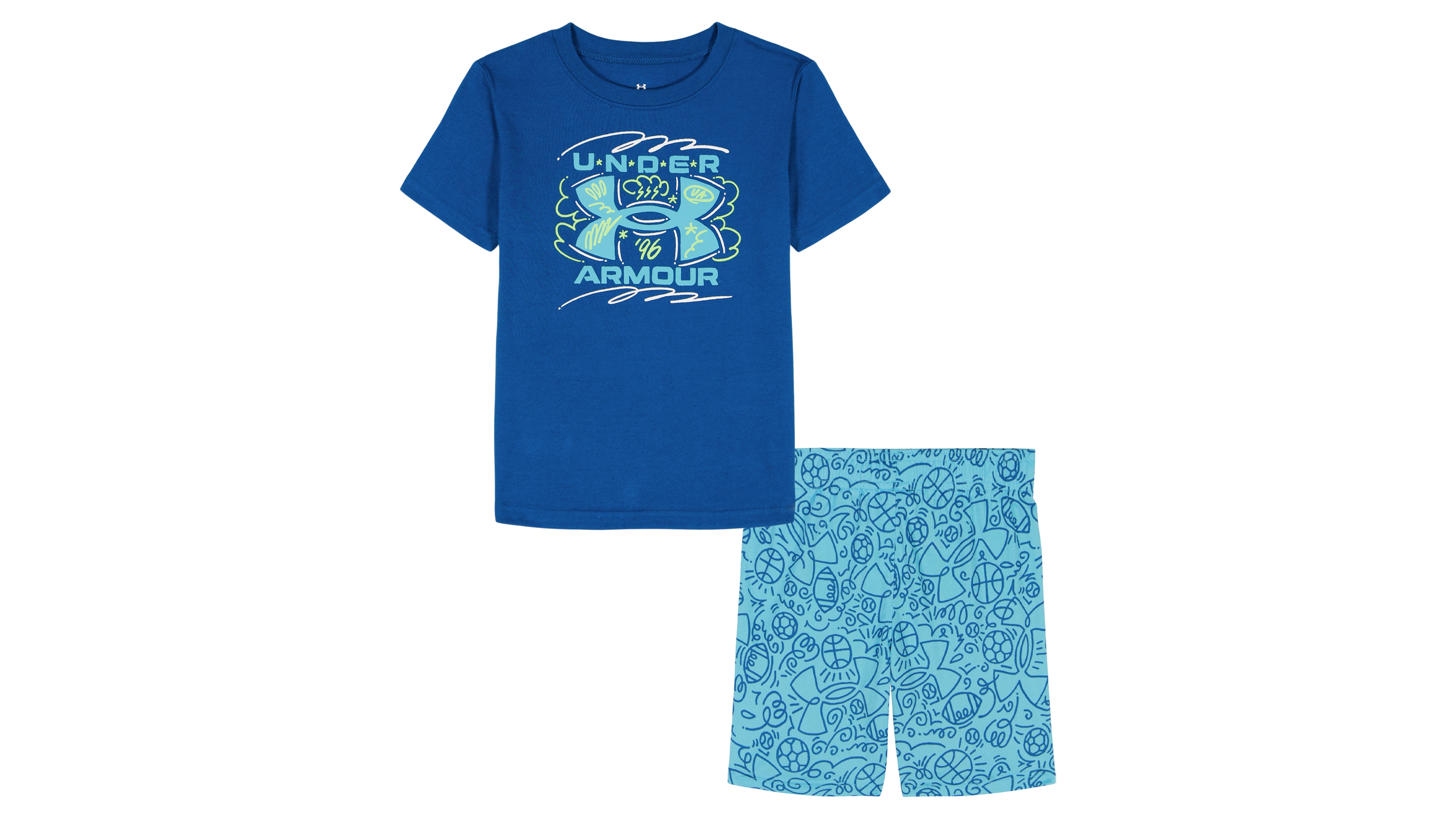 Under Armour Boys' 2T-7 Crewneck T-Shirt and Printed Shorts, 2-Piece Set
