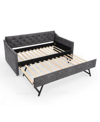 Twin Upholstery DayBed with Pop-up Trundle & USB Charging