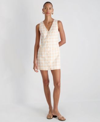 Women's V-Neck Gingham Mini Dress