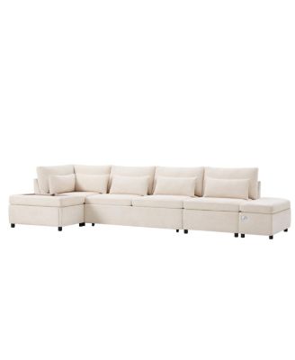 Streamdale 107" Sectional Sleeper Sofa Bed with Pull Out Couch, L-shaped, USB/Type-C Charging