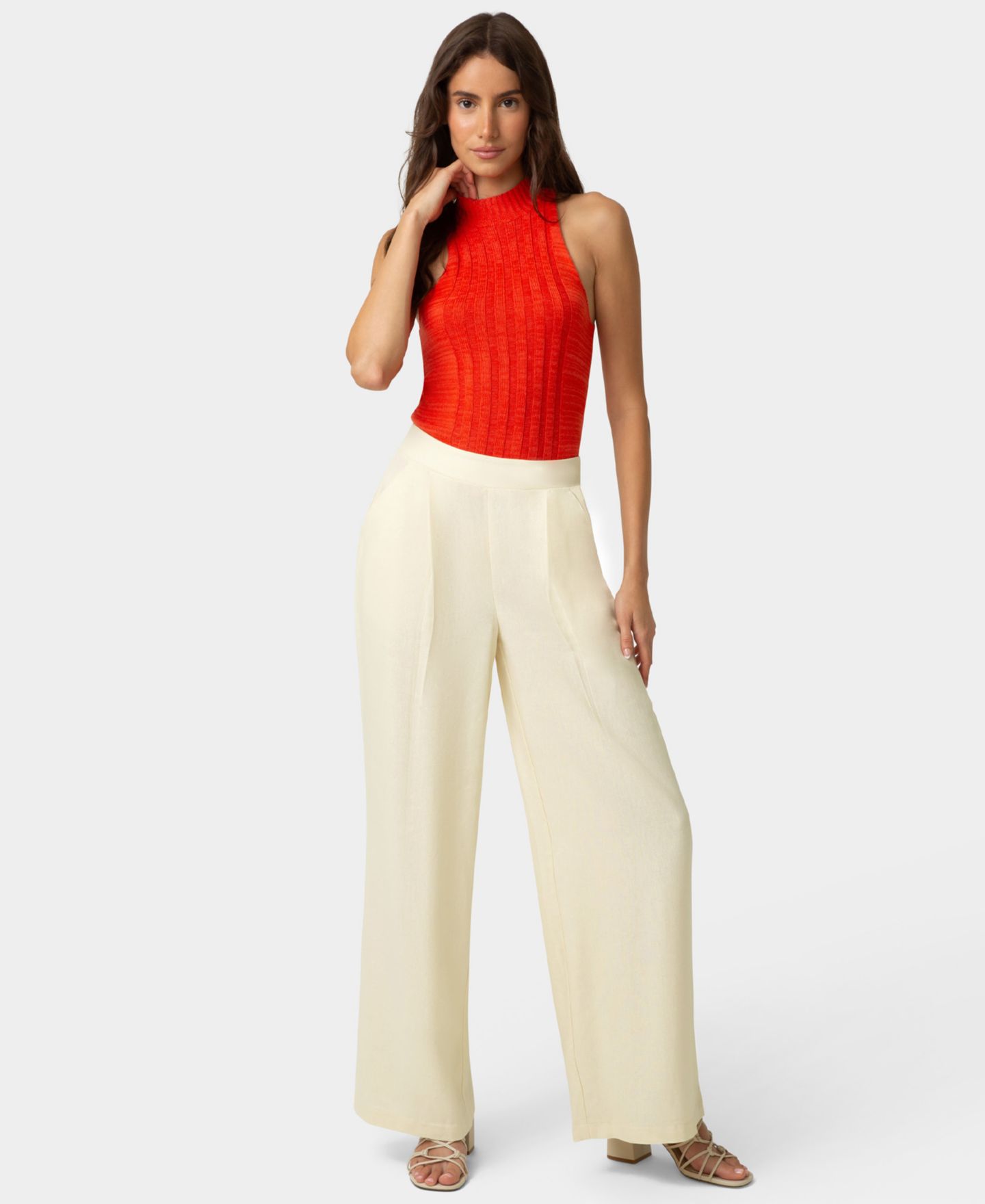 Женские брюки Hue Coastal Linen Palazzo Pant, цвет: Экрю — фото 1