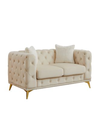 Modern Luxury Velvet Sofa with Chesterfield Quilted Accents & Pillows