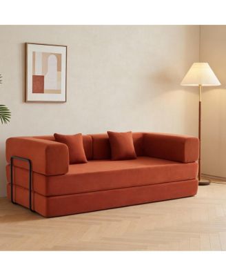 Corduroy Convertible Sleeper Sofa Bed with Pillow