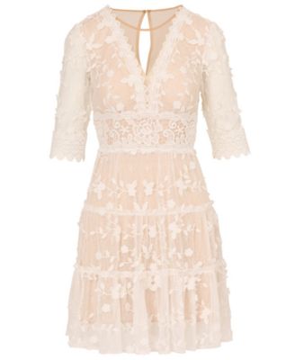 Women's V-Neck Lace Embroidered Dress