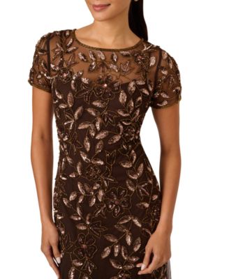 Adrianna Papel Women's Floral-Beaded Gown