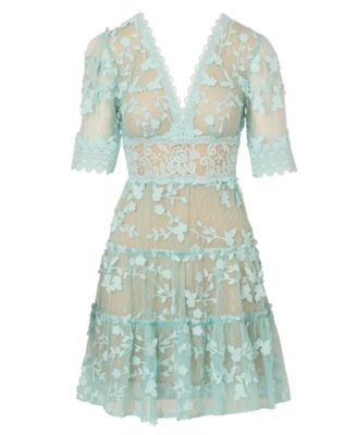 Women's V-Neck Lace Embroidered Dress