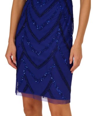 Women's Beaded Cap-Sleeve Sheath Dress