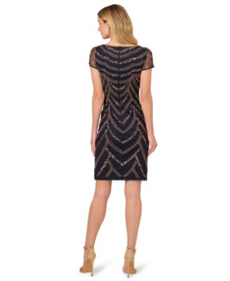 Women's Beaded Cap-Sleeve Sheath Dress