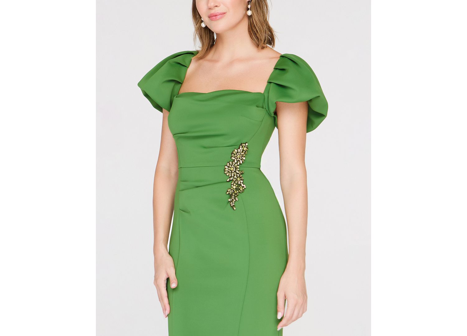 Women's Scotlyn Flutter-Sleeve Square Neck Mermaid Gown