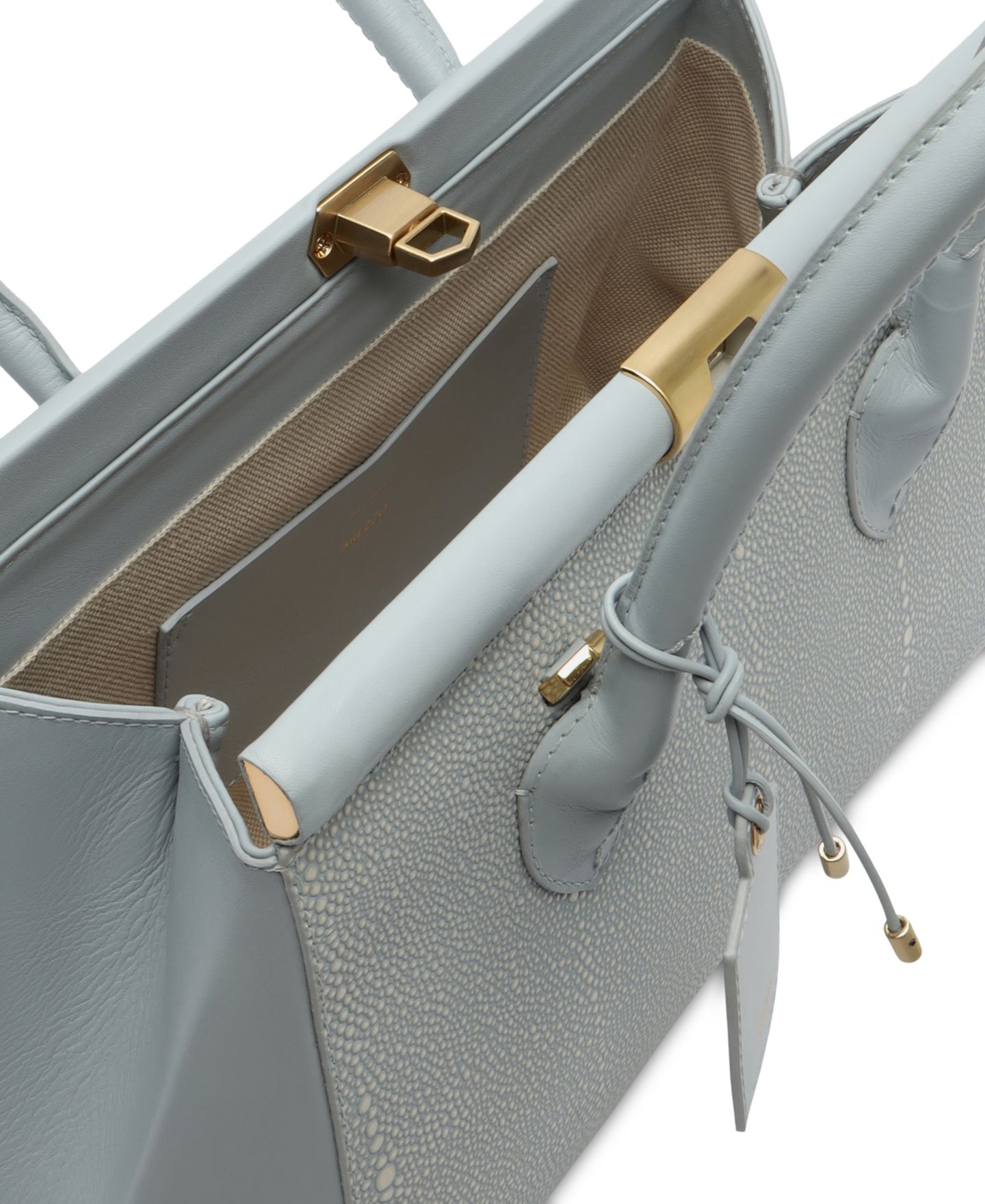 Женская сумка Arezzo Morgan Medium Turn-Lock Tote Handbag, цвет: Синий — фото 4