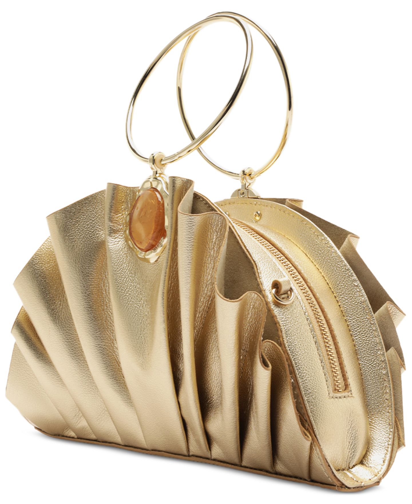Женский клатч Arezzo Ravena Small Gold-Tone Ring Handle Clutch, цвет: Platino — фото 3