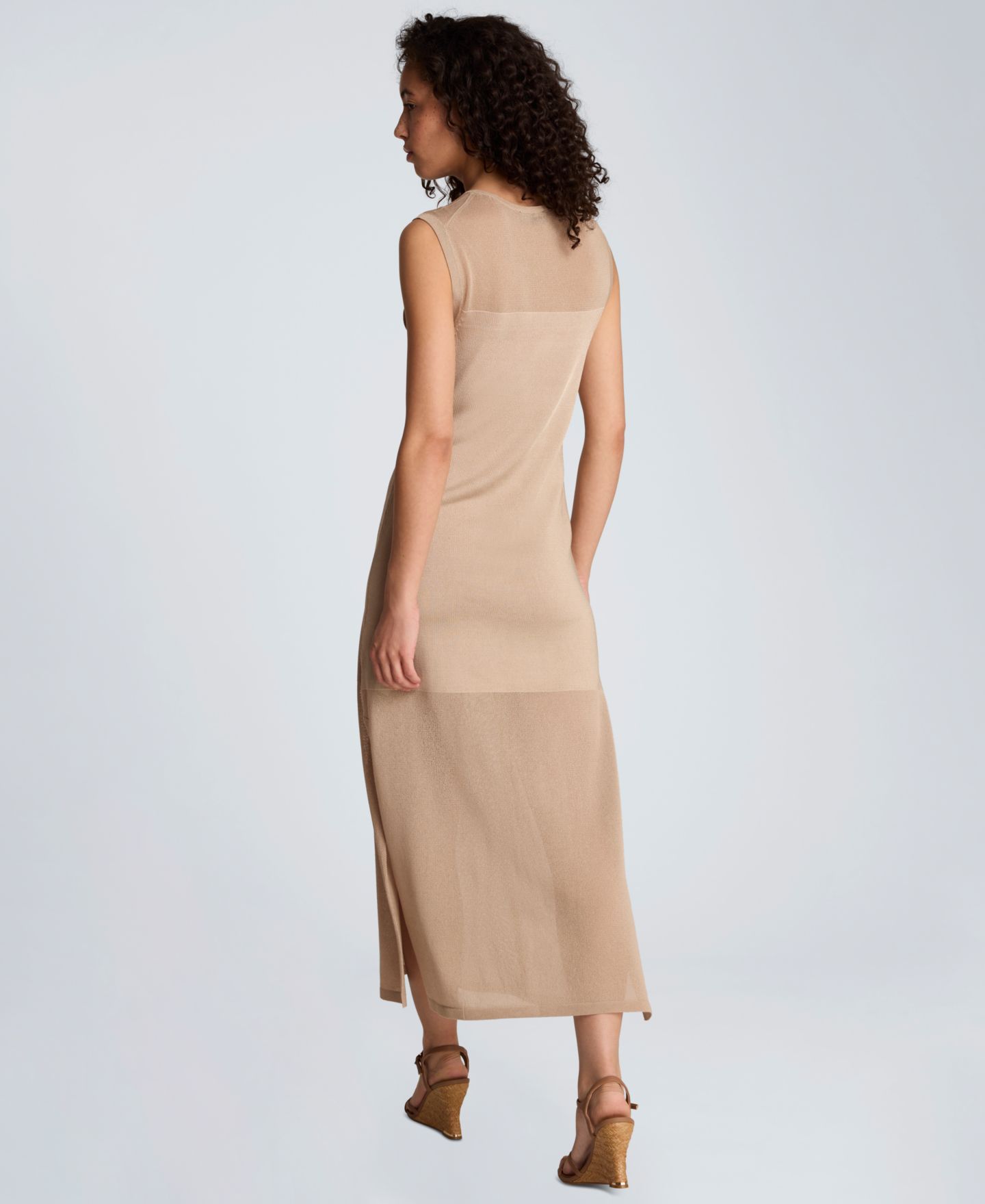 Женское платье Kenneth Cole Semi-Sheer Side-Slit Sleeveless, цвет: Серо-коричневый — фото 5
