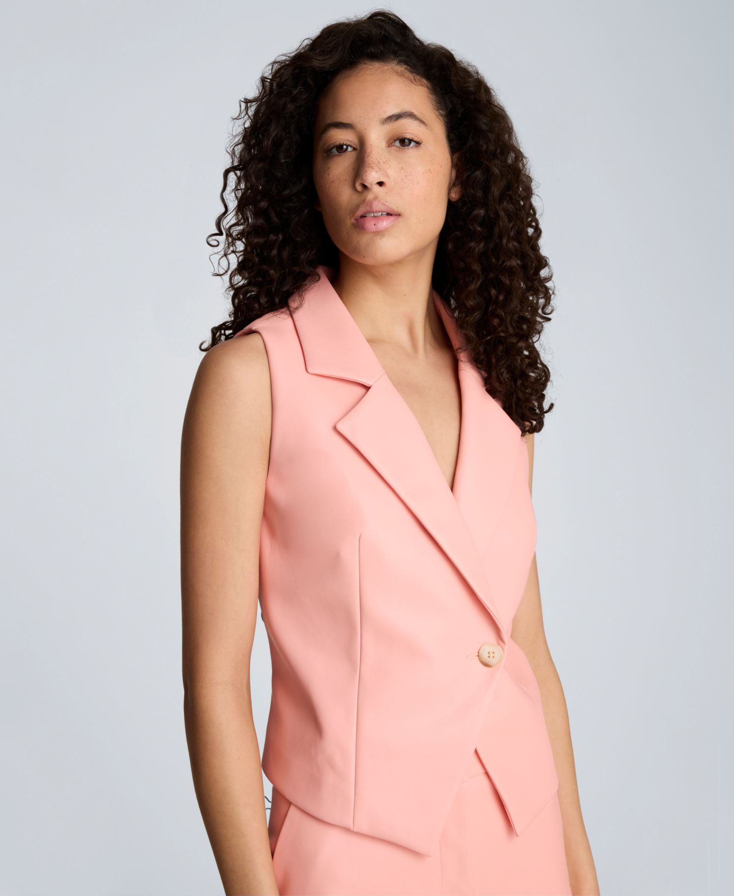 Women's Fitted One-Button Faux Leather Vest