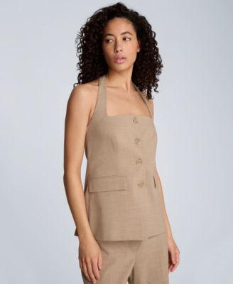 Women's Four-Button Halter Neck Vest