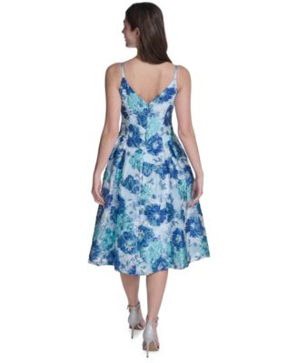 Women's V-Neck Printed Midi Dress