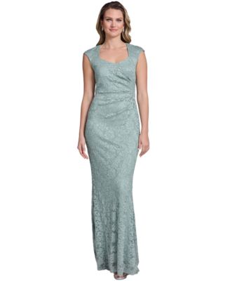 Women's Extended Cap-Sleeve Sweetheart Neck Side Tuck Gown