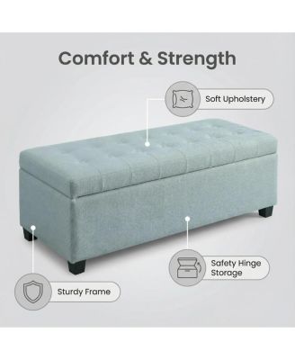 49.75" Furniture Baby Tufted Storage Ottoman Bench with Wooden Legs