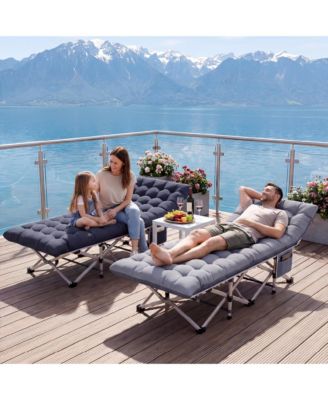 2-Piece Folding Bed Camping Cots with Removable Cotton Mattress (2 in a set), 600 lbs