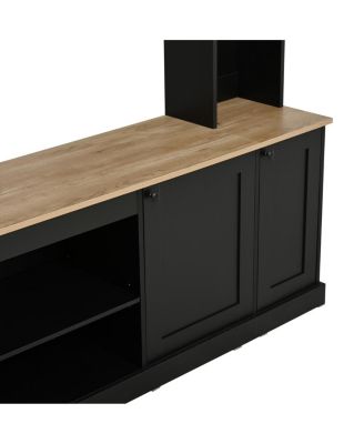 Elegant Arched Entertainment Center with Bookshelf & Farmhouse TV Stand