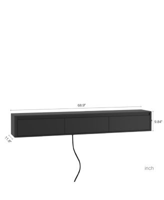 Floating TV Stand with LED Lights & Power Outlet