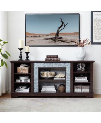 TV Media Stand with Faux Stacked Stone Surround
