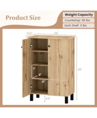 4-Tier Shoe Storage Cabinet with Removable Shelves & Doors
