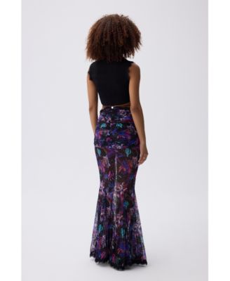 Women's Salvia Draped Floral Maxi Skirt