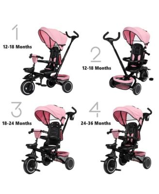 8-in-1 Folding Kids Tricycle Stroller with Adjustable Push Handle, Convertible Toddler