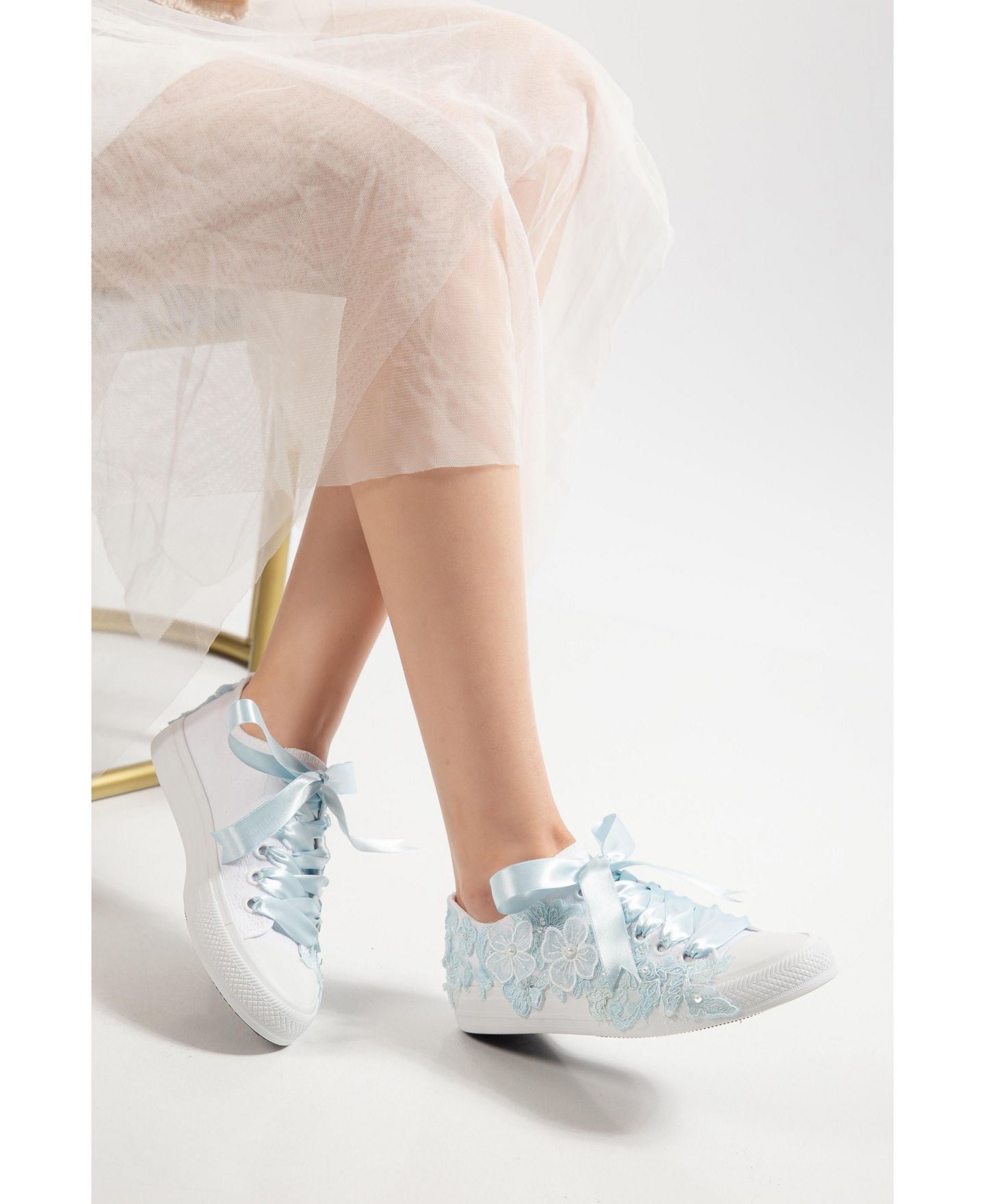 Женские кроссовки Forever & Always Shoes Serenelle Lace Bridal, цвет: Синий — фото 4