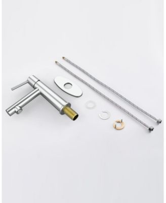 Chrome Single Handle Bathroom Faucet, 1/3 Holes, Fountain and Flow 2 Modes, Deck Mounted, with 9/16" Hoses