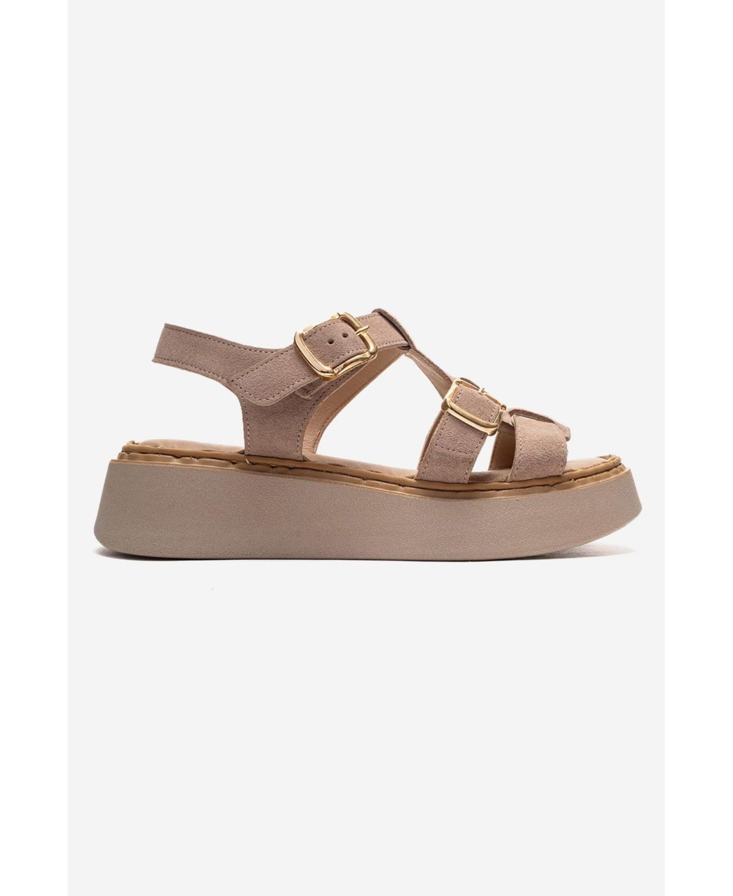 Женские сандалии Forever & Always Shoes Loin Leather Platform, цвет: Бежевый замшевый — фото 2