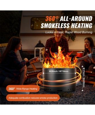 28-Inch Wood Burning Fire Pit with Removable Ash Pan, Stainless Steel Construction