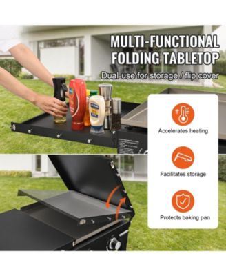  Commercial Propane Gas Griddle on Cart with Side Shelves, 4 Burners