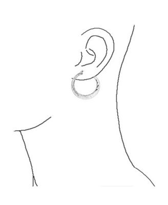 Large Fashion Flat Hammer Finish Statement Hoop Earrings Silver Plated 2 Inch
