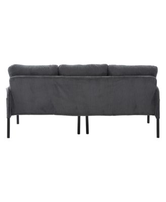 Oversized Corduroy Loveseat Sofa with Metal Legs & Side Pockets