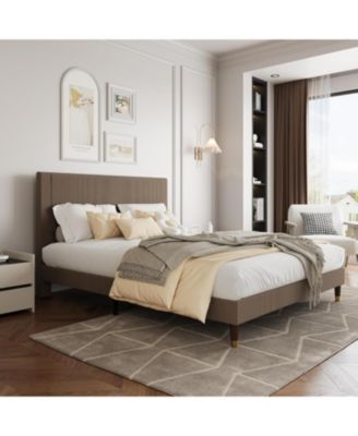 Queen Corduroy Upholstered Platform Bed Frame, Wooden Slats Support, Noise-Free, No Box Spring Needed