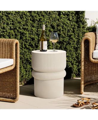 Minimalist MgO Patio Table, Tall Round Side Table for Outdoor Spaces