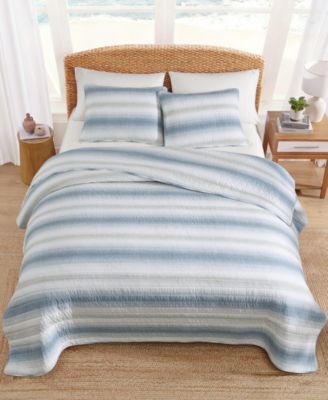 Prima Island Stripe Cotton Reversible 3-Pc. Quilt Set, King