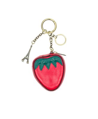 Strawberry Zip Around Leather Mini Handbag Charm