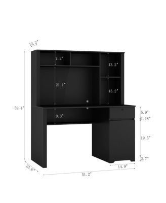  Computer Desk with Hutch & Bookshelf, Wood Executive Desk for Home Office