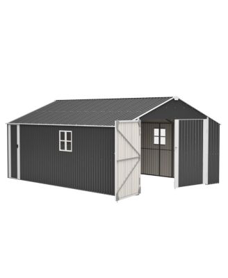 12x20 FT Metal Shed Garage - 1810 CUFT, Double-Door, All-Weather Storage